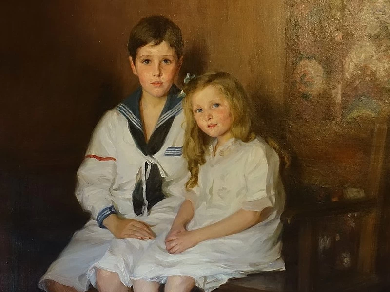 1866-Lydia Field Emmet - Fratello e sorella (Cornelius e Florence Crane) - Ipswich, Massachusetts